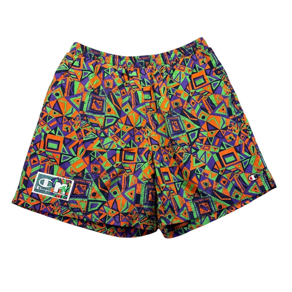 Champion Shorts Men's Large MTV Special Edition Colorful Geometric Swim Trunks
